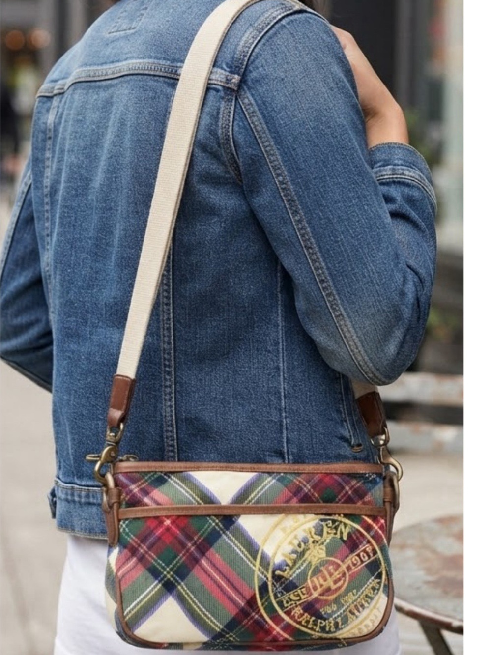 Ralph Lauren Vintage Multi-Color Plaid Crossbody with Leather Trim
